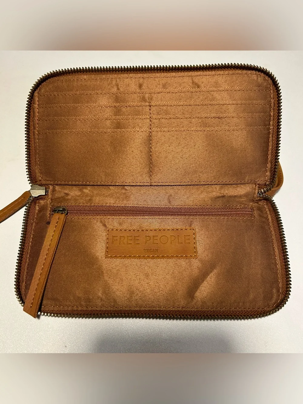 Free People Tan Vegan Leather Wristlet Clutch
